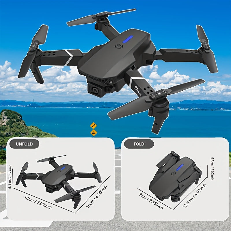 [E88 Drone] E88 Drone with HD Dual Cameras, Single Battery, One-Key Return, WiFi Connectivity, Aerial Photography Drone, Quadcopter Remote Control Drone, Christmas Halloween Thanksgiving Gift