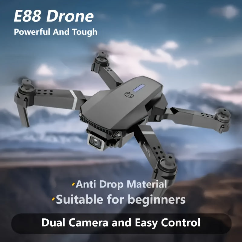 [E88 Drone] E88 Drone with HD Dual Cameras, Single Battery, One-Key Return, WiFi Connectivity, Aerial Photography Drone, Quadcopter Remote Control Drone, Christmas Halloween Thanksgiving Gift