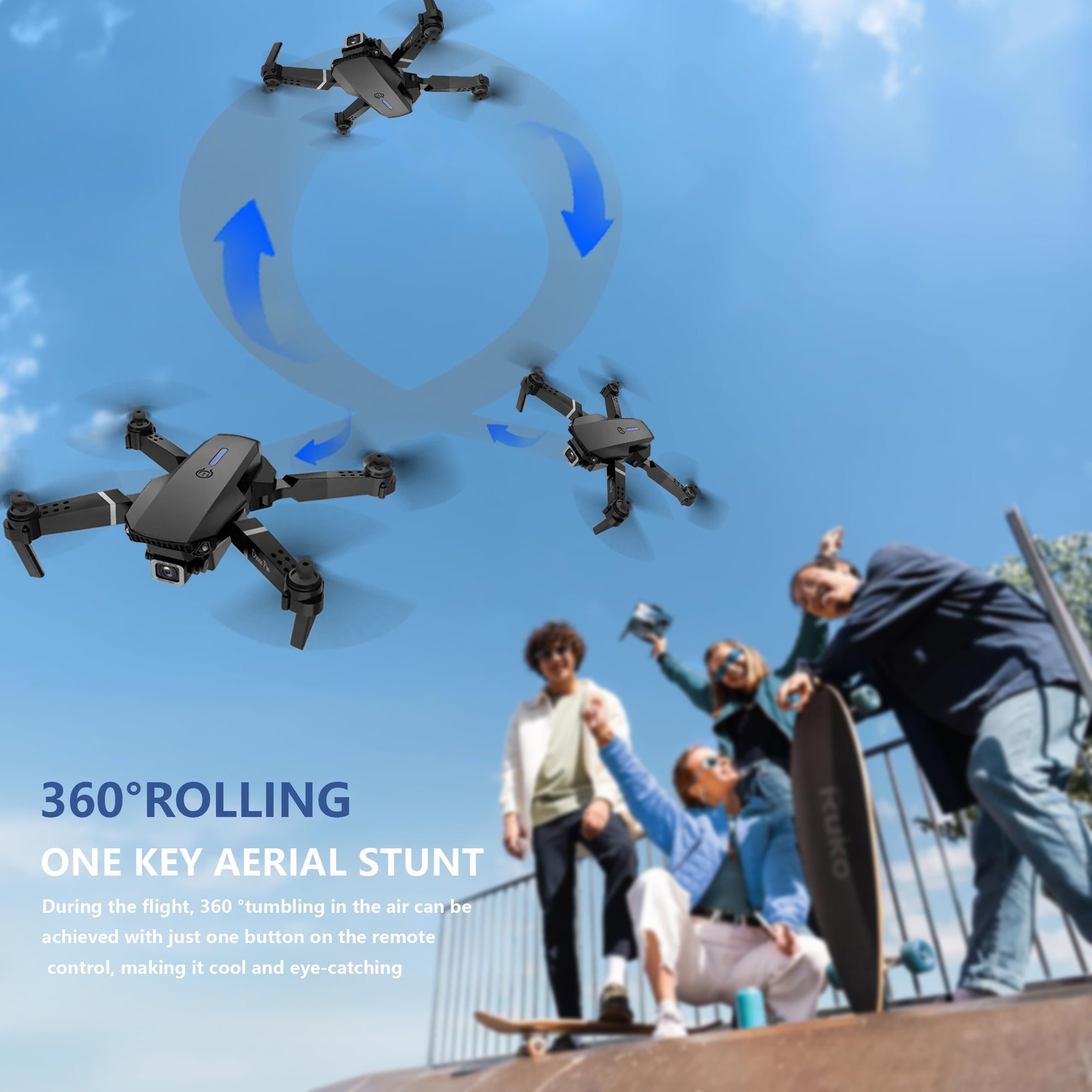[E88 Drone] E88 Drone with HD Dual Cameras, Single Battery, One-Key Return, WiFi Connectivity, Aerial Photography Drone, Quadcopter Remote Control Drone, Christmas Halloween Thanksgiving Gift