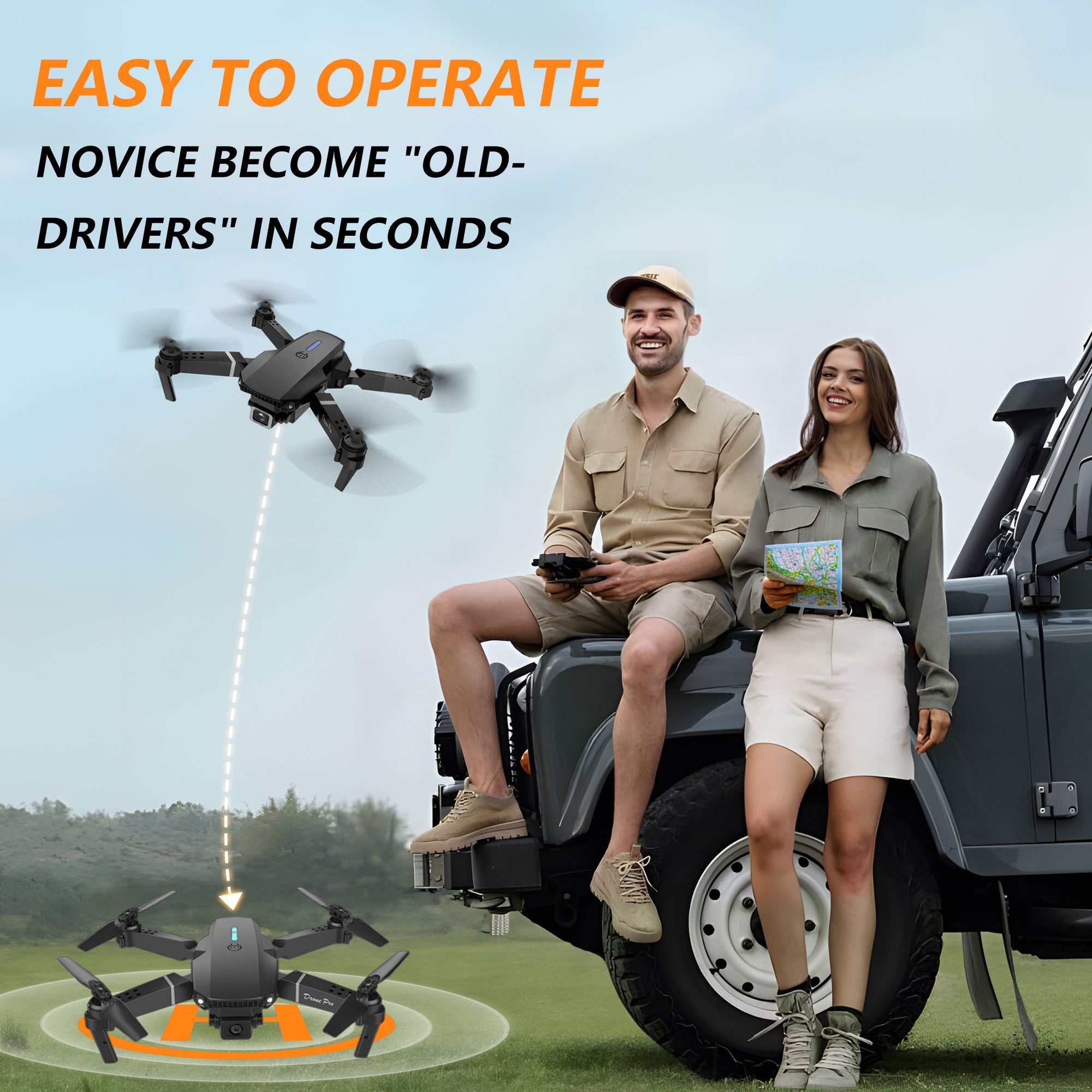 [E88 Drone] E88 Drone with HD Dual Cameras, Single Battery, One-Key Return, WiFi Connectivity, Aerial Photography Drone, Quadcopter Remote Control Drone, Christmas Halloween Thanksgiving Gift