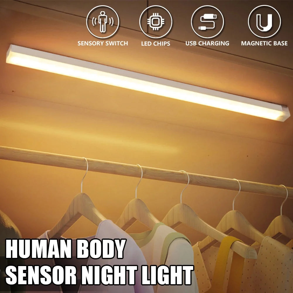 ✨ Wireless LED Motion Sensor Light – Type-C Rechargeable Night Lamp for Cabinets, Wardrobes, Stairs & Kitchens ✨