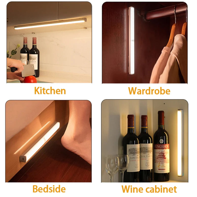 ✨ Wireless LED Motion Sensor Light – Type-C Rechargeable Night Lamp for Cabinets, Wardrobes, Stairs & Kitchens ✨