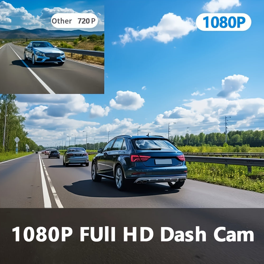 HD 1080P Front & Interior Dash Cam – Compact Car DVR with 170° Wide-Angle Lens, Night Vision, 24-Hour Parking Monitor, Loop Recording, G-Sensor – SD Card Not Included.