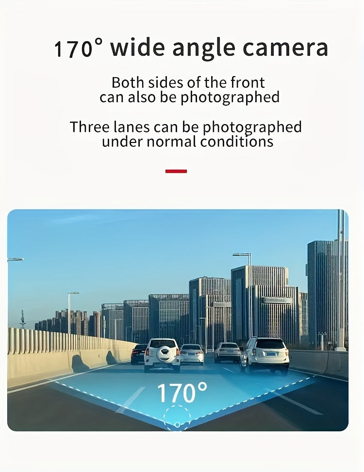 HD 1080P Front & Interior Dash Cam – Compact Car DVR with 170° Wide-Angle Lens, Night Vision, 24-Hour Parking Monitor, Loop Recording, G-Sensor – SD Card Not Included.