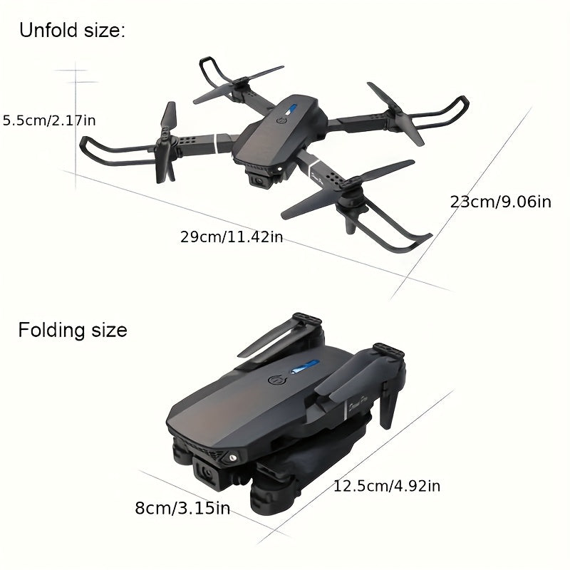 [E88 Drone] E88 Drone with HD Dual Cameras, Single Battery, One-Key Return, WiFi Connectivity, Aerial Photography Drone, Quadcopter Remote Control Drone, Christmas Halloween Thanksgiving Gift